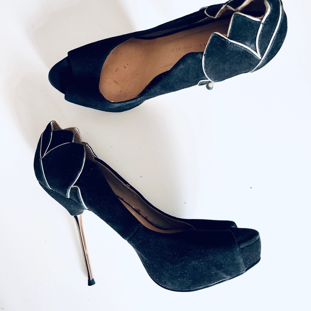 ZARA Elegant Black platform Peep-Toe Heels Size 39